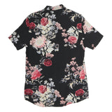 GUESS Mens Black Floral Pattern Shirt M Polyester Summer Casual
