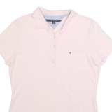 TOMMY HILFIGER Womens Pink Short Sleeve Polo Shirt L Cotton Blend Logo