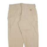 CARHARTT Mens Relaxed Beige Workwear Cotton Blend Trousers W42 L34 Zip Closure