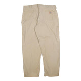 CARHARTT Mens Relaxed Beige Workwear Cotton Blend Trousers W42 L34 Zip Closure