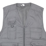 CHALET Mens Grey Utility Jacket L Polyester Blend Plain Zip Pockets Vest Style