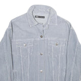ZARA Womens Blue Cotton Corduroy Button Jacket XS Casual Lightweight Outerwear