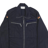 MARQUARDT & SCHULZ Mens Navy Blue Cotton Blend Zip Jacket S Plain Classic Casual