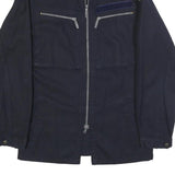 MARQUARDT & SCHULZ Mens Navy Blue Cotton Blend Zip Jacket S Plain Classic Casual