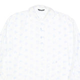 JANTZEN TAILOR Mens White & Light Blue Patterned Cotton Shirt L Button Long