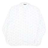 JANTZEN TAILOR Mens White & Light Blue Patterned Cotton Shirt L Button Long