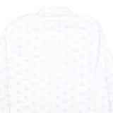JANTZEN TAILOR Mens White & Light Blue Patterned Cotton Shirt L Button Long