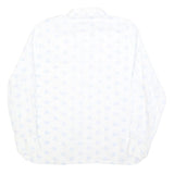 JANTZEN TAILOR Mens White & Light Blue Patterned Cotton Shirt L Button Long