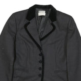 WALKER & JIMMY Womens Black Wool Tailored Jacket S Velvet Trim Button Closure
