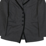 WALKER & JIMMY Womens Black Wool Tailored Jacket S Velvet Trim Button Closure
