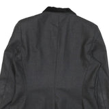 WALKER & JIMMY Womens Black Wool Tailored Jacket S Velvet Trim Button Closure