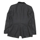 WALKER & JIMMY Womens Black Wool Tailored Jacket S Velvet Trim Button Closure