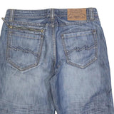 SAVVY Mens Denim Blue Casual Cotton Blend Shorts L W34 Stylish Comfort Fit