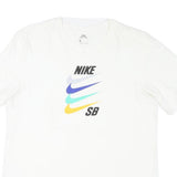 NIKE Mens White M Cotton Blend Graphic T-Shirt Short Sleeve Crew Neck Casual
