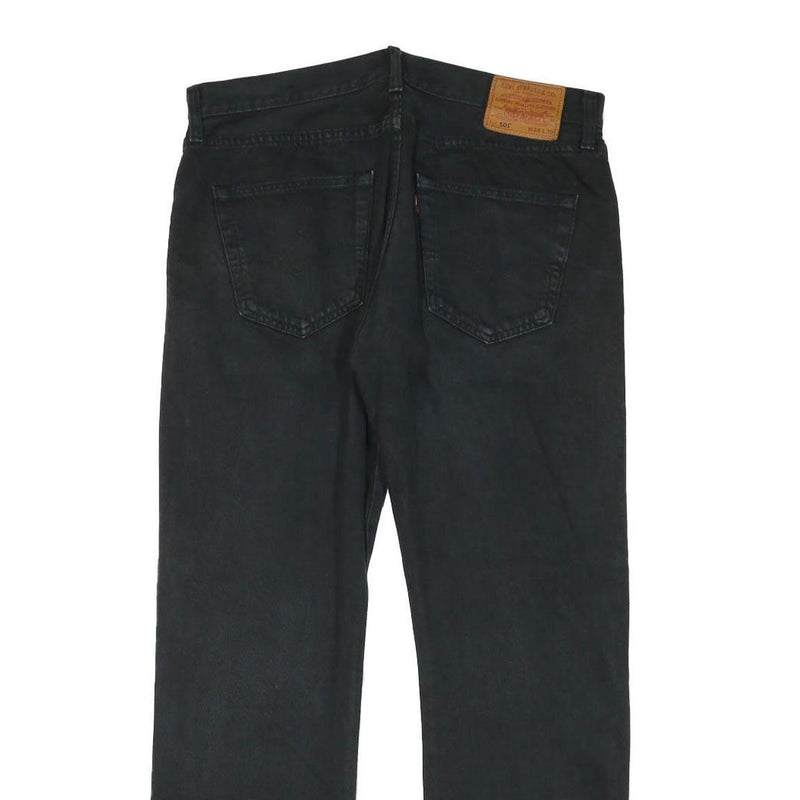 LEVI'S 501 Mens Black Regular Straight Denim Dark W34 L28 Button Fly Cotton