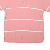 TOMMY HILFIGER Mens Pink & White Stripe Short Sleeve Polo Shirt L Classic