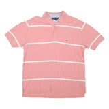 TOMMY HILFIGER Mens Pink & White Stripe Short Sleeve Polo Shirt L Classic