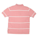 TOMMY HILFIGER Mens Pink & White Stripe Short Sleeve Polo Shirt L Classic