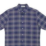 NAUTICA Mens Blue & White Check Shirt M Button-Down Short Sleeve Cotton Blend