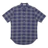 NAUTICA Mens Blue & White Check Shirt M Button-Down Short Sleeve Cotton Blend