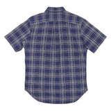 NAUTICA Mens Blue & White Check Shirt M Button-Down Short Sleeve Cotton Blend