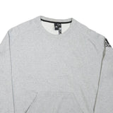 ADIDAS Mens Grey Cotton Blend Crew Neck Sweatshirt M Logo Sleeve Pocket Casual