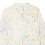 WRANGLER Womens Cream Floral Print Shirt L Lightweight Button-Up Polyester
