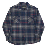 JACHS Mens Blue & Grey Checked Shirt XL Cotton Blend Casual Button-Up