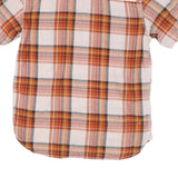 LEVI'S Mens Orange & Brown Plaid Cotton Blend Shirt L Short Sleeve Casual