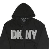 DKNY Mens Black Zip Up Hoodie S Printed Logo Cotton Blend Casual Sweatshirt