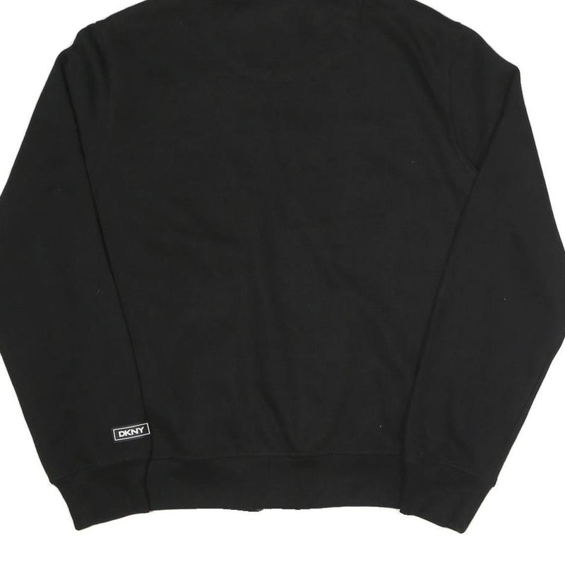 DKNY Mens Black Zip Up Hoodie S Printed Logo Cotton Blend Casual Sweatshirt