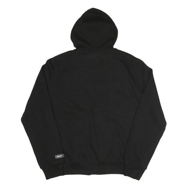 DKNY Mens Black Zip Up Hoodie S Printed Logo Cotton Blend Casual Sweatshirt