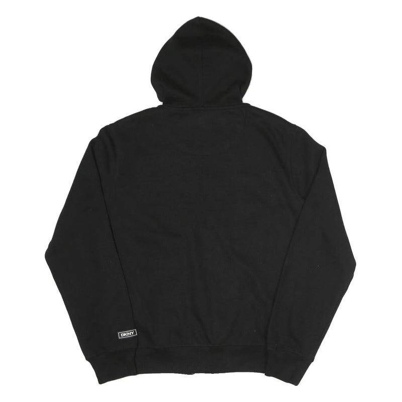 DKNY Mens Black Zip Up Hoodie S Printed Logo Cotton Blend Casual Sweatshirt
