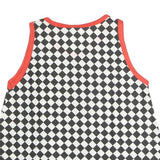 NADINE Womens Black & White Checked Printed Sleeveless Round Neck Top S