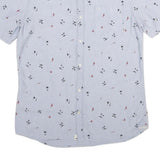 VANS Mens Blue Shirt L Cotton Printed Casual Short Sleeve Summer