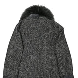 FIORELLI RUBINO Womens Black & Grey Tweed Wool Blend Jacket M Zip Faux Fur