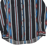 WRANGLER Mens Black & Blue Cotton Blend Striped Button Shirt XL Casual Western