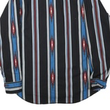 WRANGLER Mens Black & Blue Cotton Blend Striped Button Shirt XL Casual Western