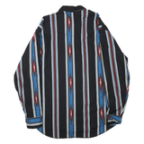 WRANGLER Mens Black & Blue Cotton Blend Striped Button Shirt XL Casual Western