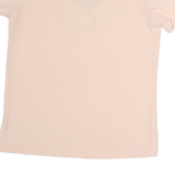 Womens Pink Embroidered Plain Cotton Short Sleeve Round Neck Top M