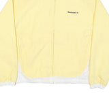 REEBOK Mens Yellow & White Zip Jacket M Polyester Blend Plain Sportswear Casual