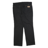 WRANGLER Mens Black Regular Straight Denim Dark W36 L32 Cotton Zip Jeans