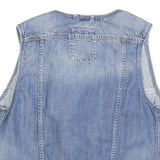 DIESEL Womens Blue Denim Vest Sleeveless Round Neck S Casual Denim Top
