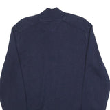 TOMMY HILFIGER Mens Blue Plain Full Zip Crew Neck Basic Knit M Cotton Jumper