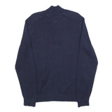 TOMMY HILFIGER Mens Blue Plain Full Zip Crew Neck Basic Knit M Cotton Jumper