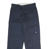 DICKIES Mens Polyester Blend Navy Loose Straight Trousers W33 L30 Workwear