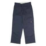 DICKIES Mens Polyester Blend Navy Loose Straight Trousers W33 L30 Workwear