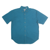 KEY ELEMENTS Mens Blue Cotton Shirt L Button-Down Short Sleeve Casual Summer