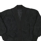 Womens Black Button Jacket L Polyester Blend Paisley Pattern Stylish Comfortable