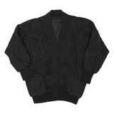 Womens Black Button Jacket L Polyester Blend Paisley Pattern Stylish Comfortable